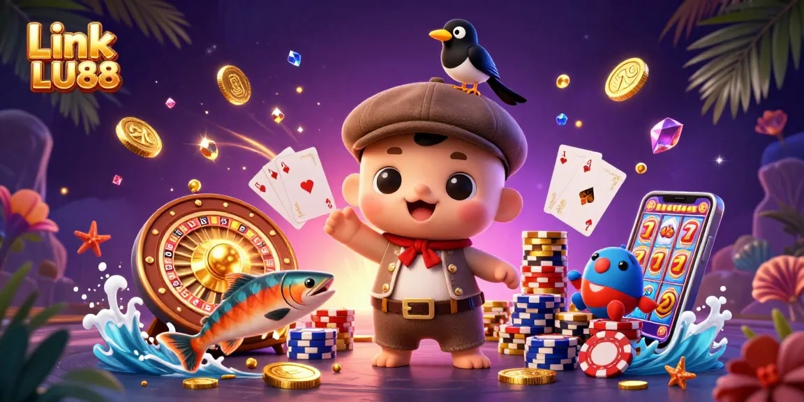 Playing with Link LU88, a 3D cartoon baby Nessie spins roulette and reveals big wins in vibrant casino scene.