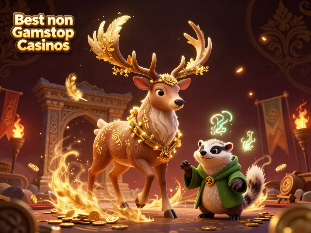 Experience the magic with the Best non Gamstop Casinos illustrated by a druid stag and wise badger.