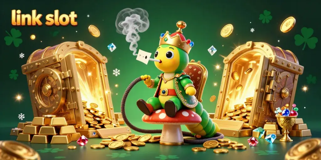 Experience the excitement of link slot with vibrant 3D visuals featuring a captivating gambling scene.