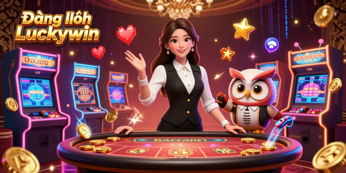 Experience thrilling gaming action with Đăng nhập Luckywin in this vibrant 3D casino illustration.