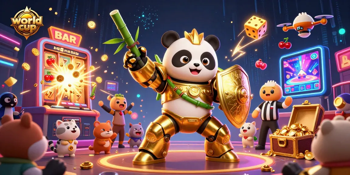 Experience the excitement of the World Cup with a vibrant 3D casino scene featuring dynamic gambling elements.