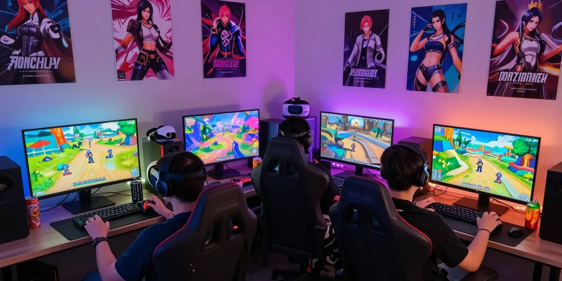 Players enjoying a vibrant trans hentai game in a cozy gaming room with immersive decor and colorful lighting.