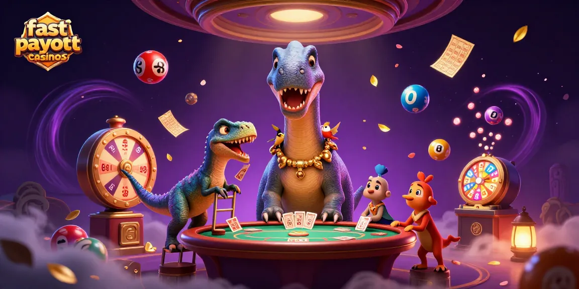 Experience fast payout casinos with an illustrated scene featuring engaging elements and vibrant colors.