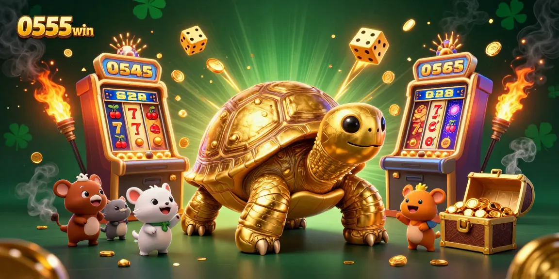 Play exciting games at 0555win with a vibrant casino atmosphere and dynamic golden tortoise.