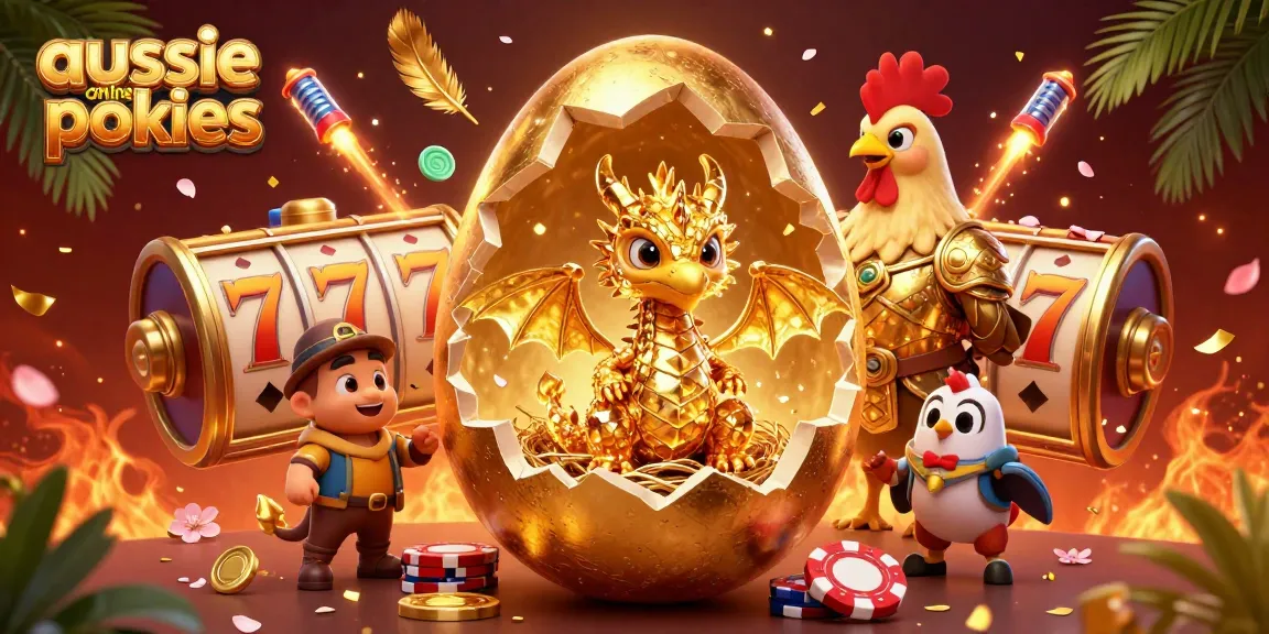 Experience the exciting world of aussie online pokies, where golden dragons and vibrant slot reels create a thrilling atmosphere.