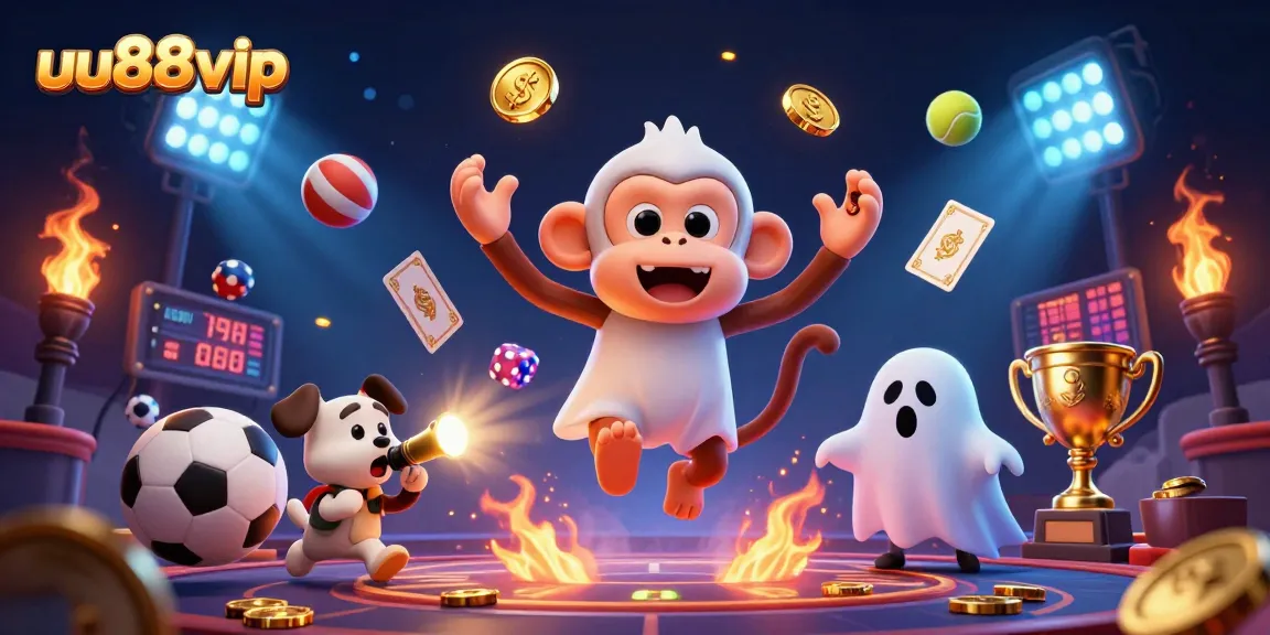 Betting enthusiasts chase winnings in an enchanted scene featuring the uu88vip casino spirit, lively sports elements, and thrilling gaming actions.