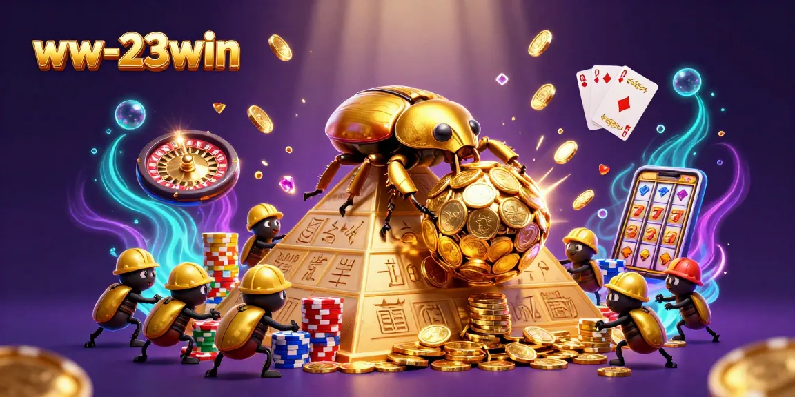 Experience dynamic gameplay with ww-23win in a vibrant casino-themed 3D illustration.