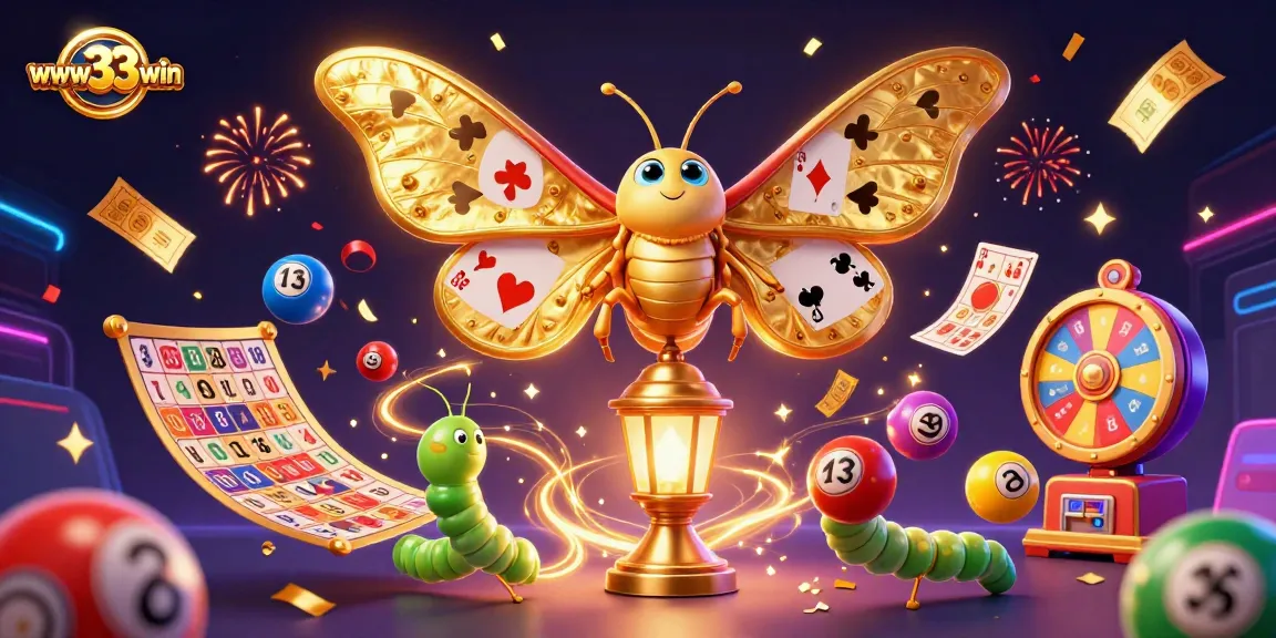 Win exciting prizes at www33win with colorful lottery balls and vibrant casino elements.