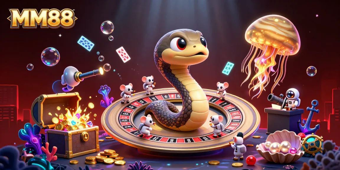 Experience thrilling gameplay at MM88 with astronaut mice betting in a cosmic casino scene