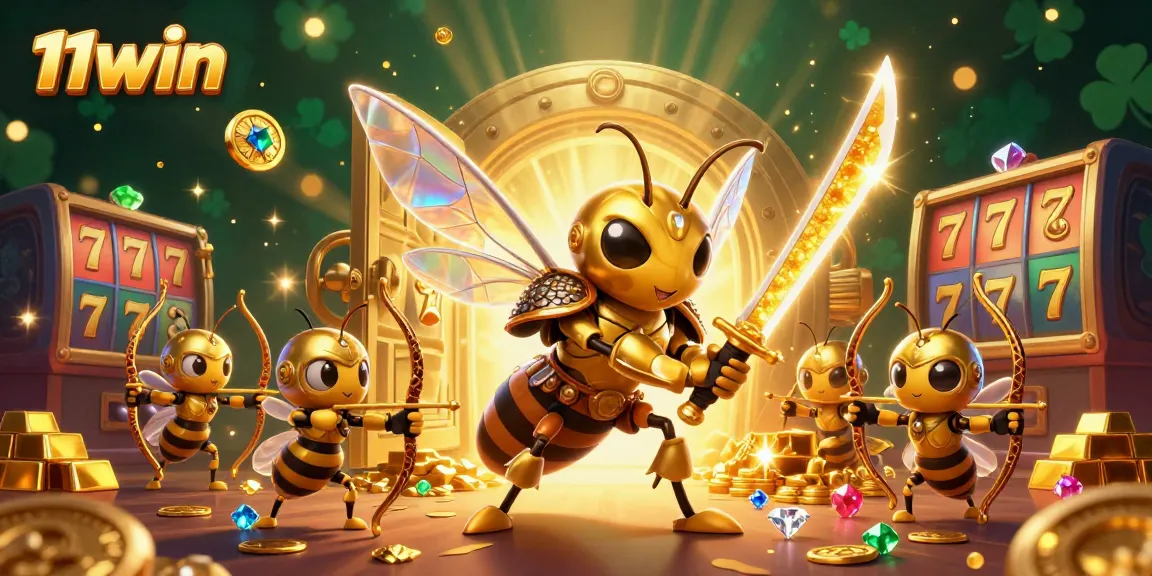 Experience the thrill of slots with 11win's vibrant casino scene, featuring gold and jackpot elements.
