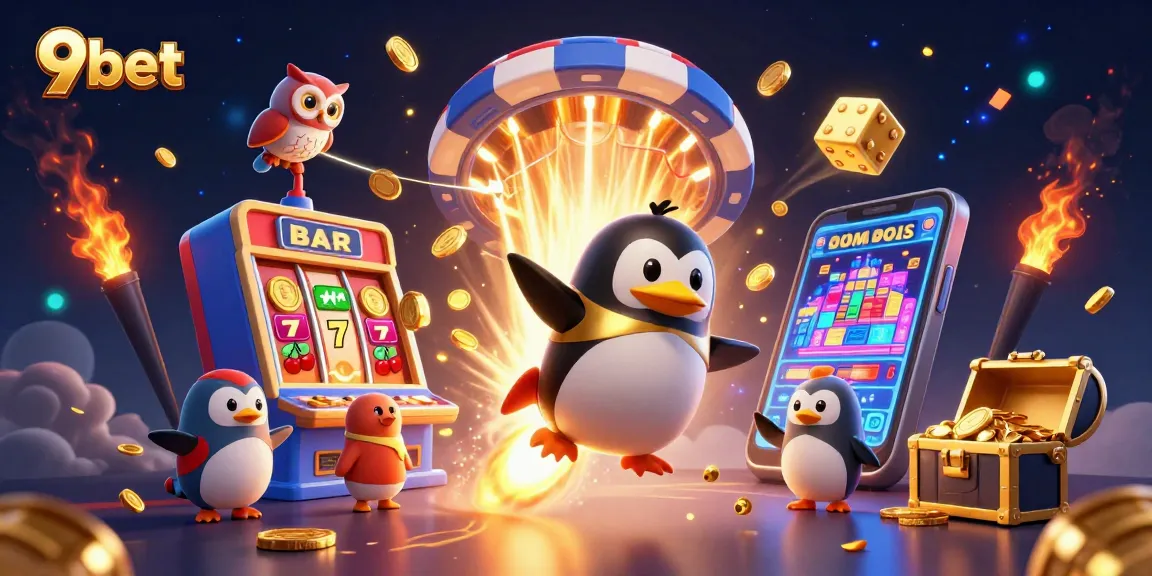 Experience the thrill of 9bet with a golden penguin racing toward a dazzling jackpot!