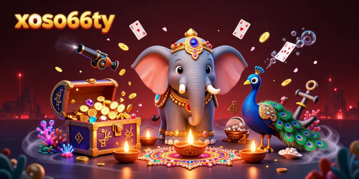 Experience winning excitement with xoso66ty's vibrant 3D gaming scenario filled with treasures.