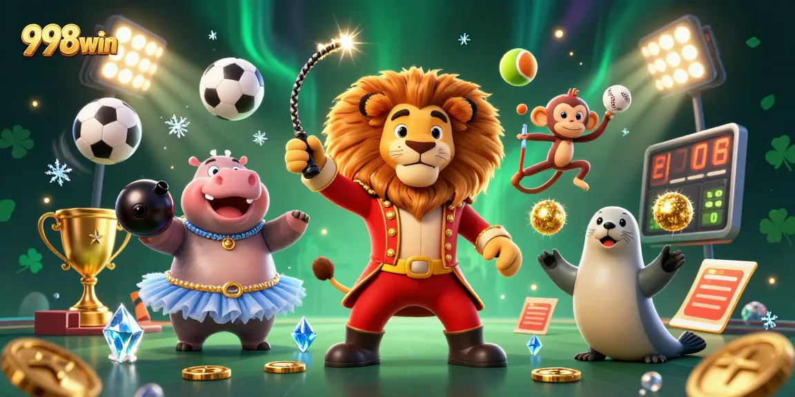 Create winning strategies with 998win in an ultra-detailed casino scene featuring dynamic game elements.