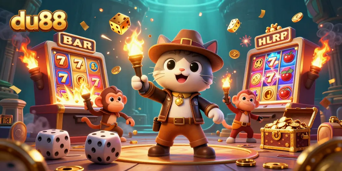 Win big with du88 as a cat explorer uncovers treasure in a vibrant casino adventure.