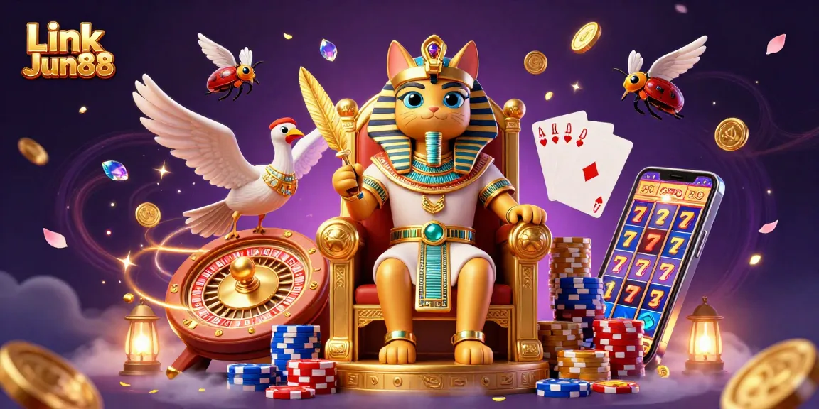 Engage in thrilling games with Link Jun88’s vibrant casino experience featuring 3D characters and dynamic gambling elements.